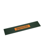 Green Jägermeister bar mat with orange branding
