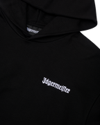 Black hoodie with white Jägermeister logo on the chest.