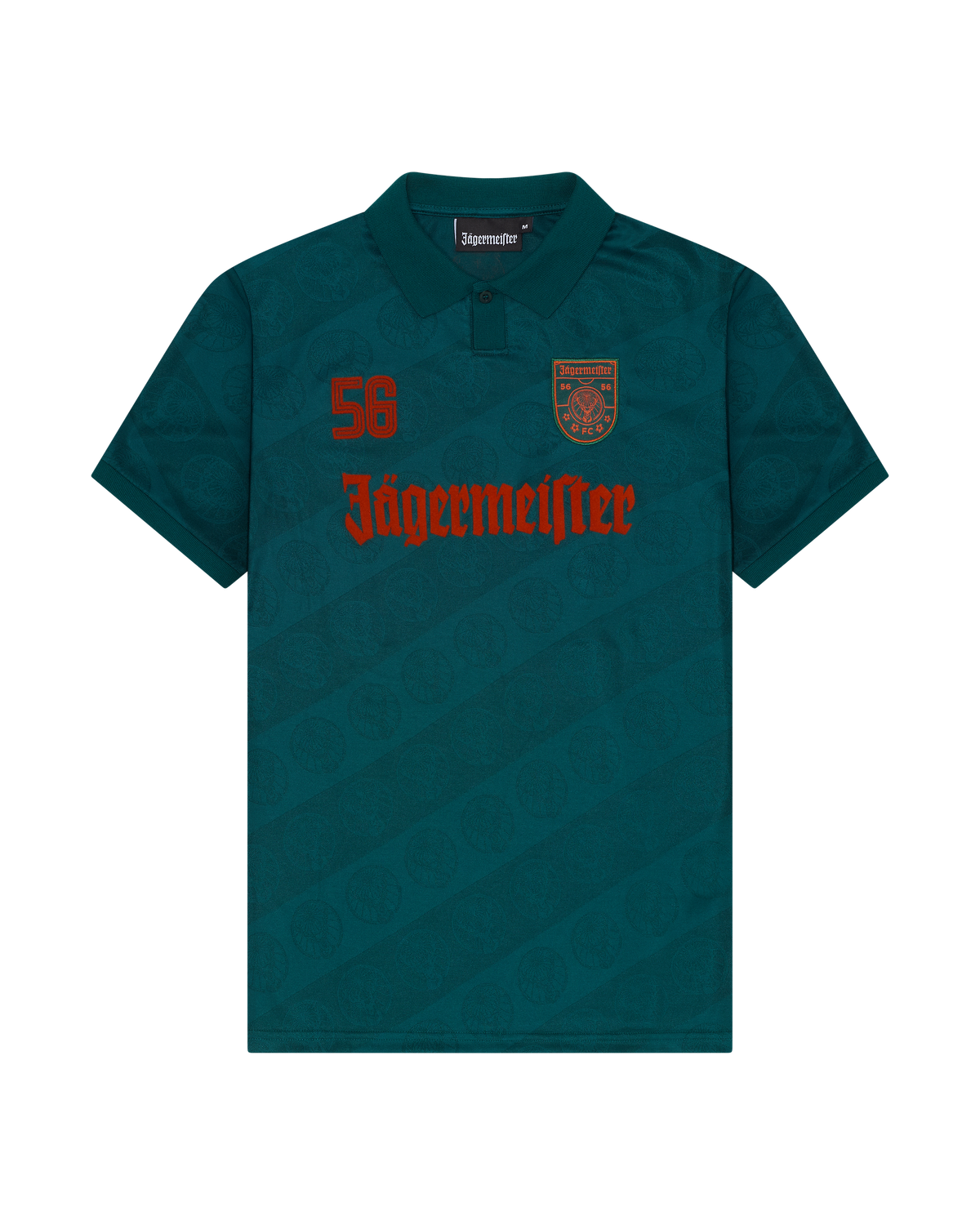 Green Jägermeister jersey with branding from the front.