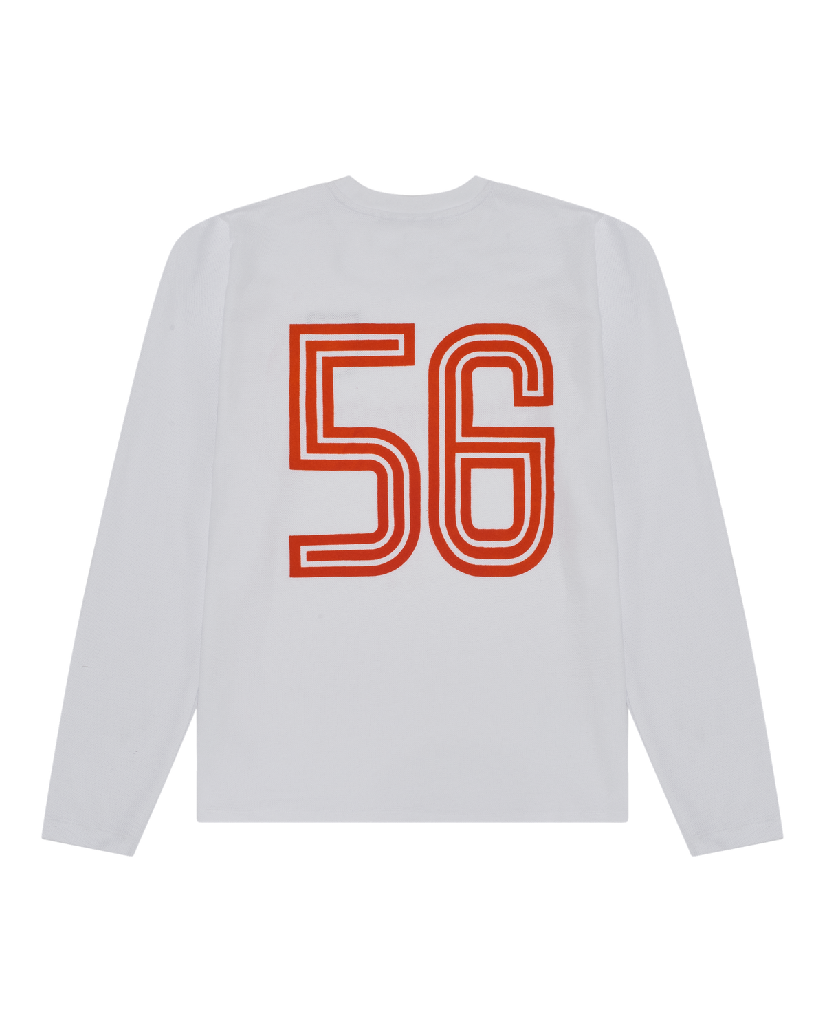 White Jägermeister longsleeve shirt with orange '56' print.