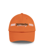 Orange cap with Jägermeister Racing logo.