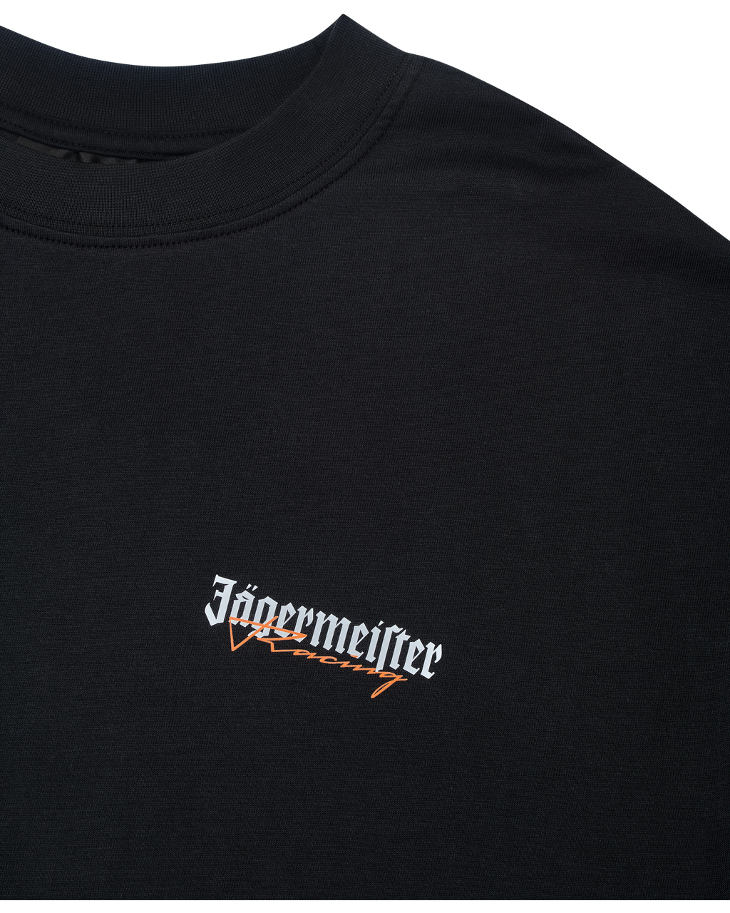 Black t-shirt with Jägermeister Racing logo.