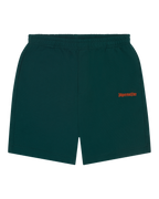 Green Jägermeister shorts with an orange branding.