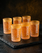 Set de șase pahare Jägermeister portocalii cu textul „ORANGE”