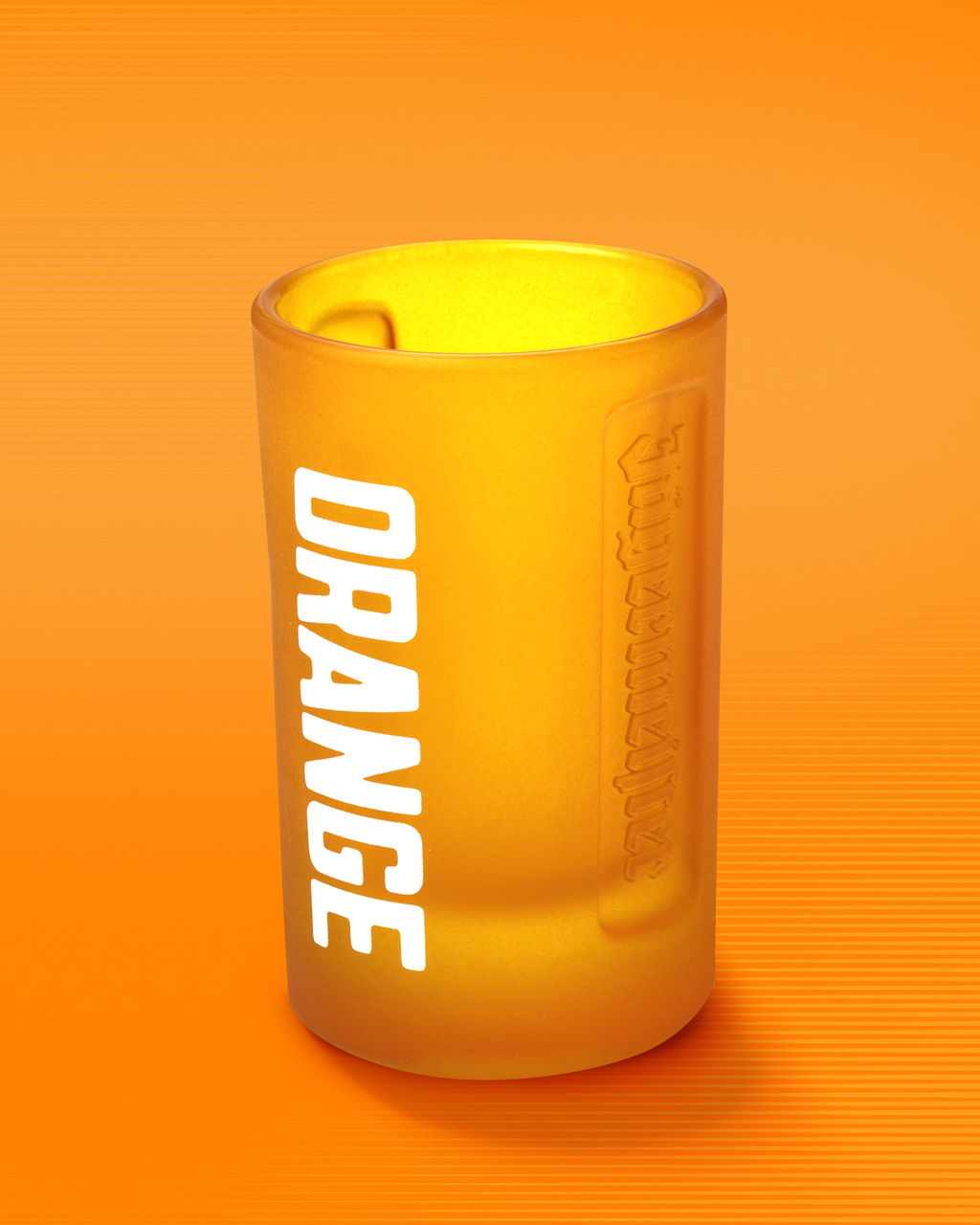 Pahar de shot Jägermeister Orange cu textul „ORANGE” 