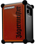 Boxă portabilă Soundboks portocalie și neagră, cu branding Jägermeister