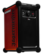 Boxă portabilă Soundboks portocalie și neagră, cu branding Jägermeister