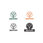 Patru variante de logo-uri Jägermeister pe fundal alb