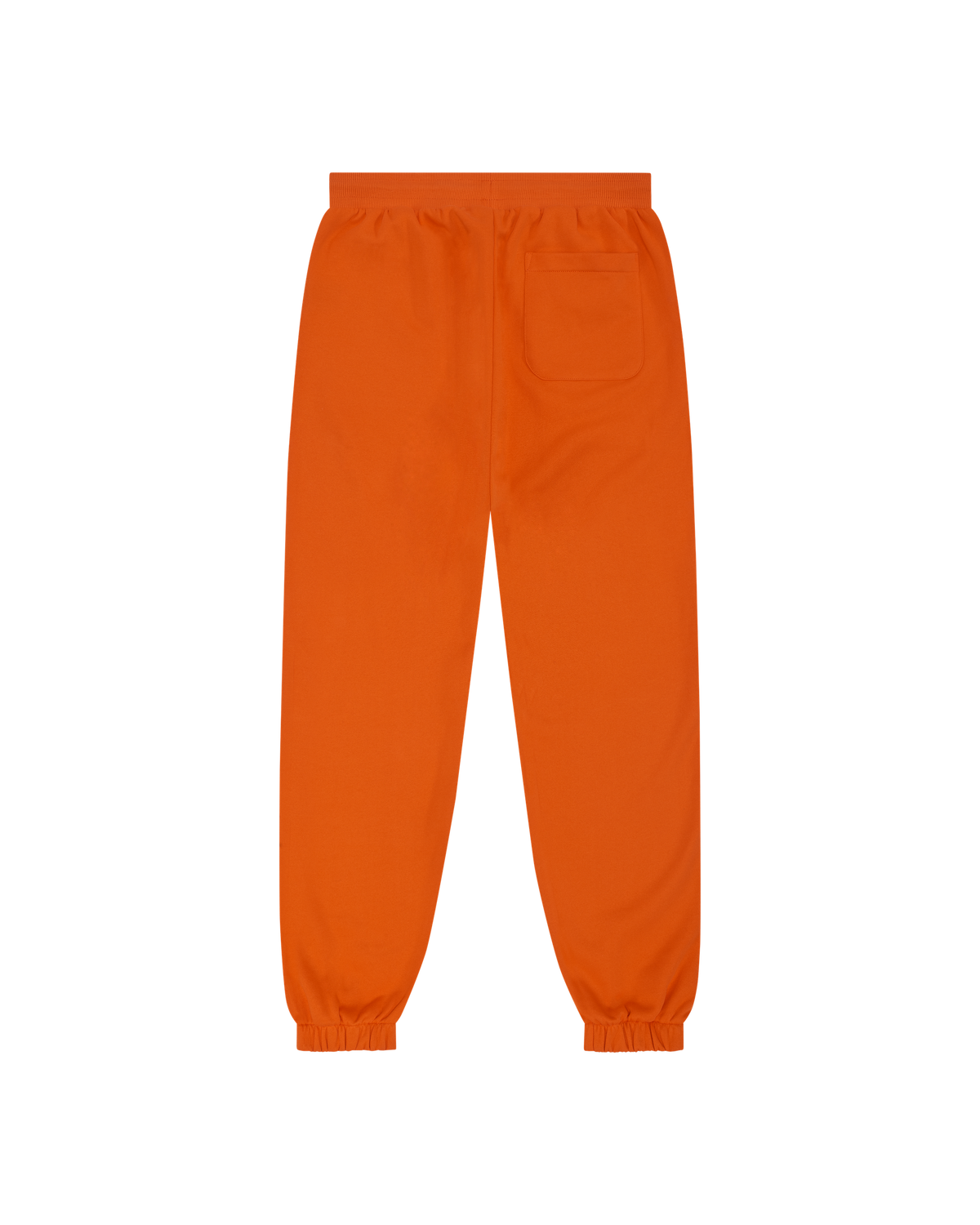Orange sweatpants from the back.