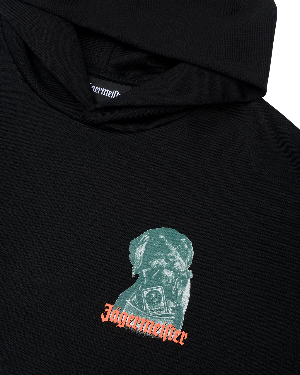 Hanorac negru cu logo Jägermeister Waldi pe piept