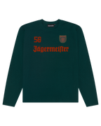 Bluză cu mânecă lungă verde, cu branding Jägermeister.